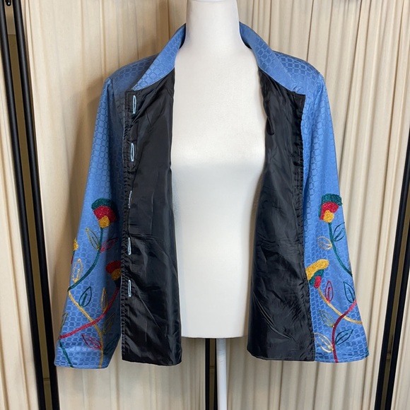 ALEX KIN- EMBROIDERED FLORAL BLAZER OR COAT SIZE LARGE RETRO STYLE - VINTAGE - Picture 12 of 14